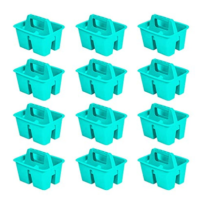 Storex Mini Classroom Caddy, Multipurpose Classroom Organizer with Handle, Teal, 12-Pack (01065U12C)