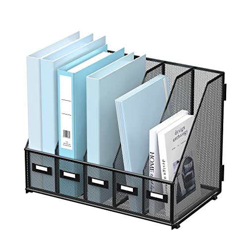 Desk Organizers Metal Desk Magazine File Holder wi... (Black | Metal)