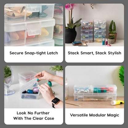 IRIS USA Clear Cases |Made in USA| Plastic Box Organizers (10-Pack)- Small | Bead Storage Organizing Containers with Snap Lid for Arts, Crafts, Ephemera, Stickers, & Dance Cheer