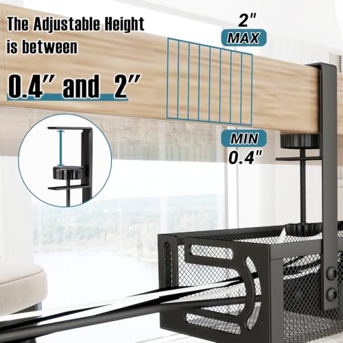 No Drill Under Desk Cable Management Tray, SONATURE 15.7" Cord Organizer for Table, Clamp Mount Desk Cable Management, Premium Carbon Steel Cable Organizer for Office, Home (Black)