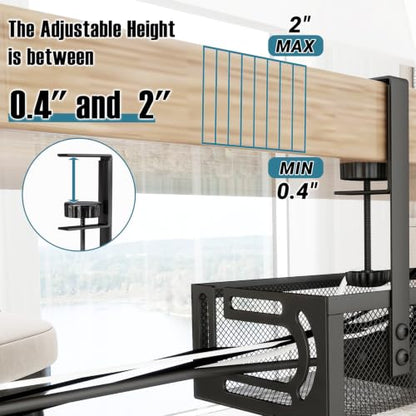 No Drill Under Desk Cable Management Tray, SONATURE 15.7" Cord Organizer for Table, Clamp Mount Desk Cable Management, Premium Carbon Steel Cable Organizer for Office, Home (Black)