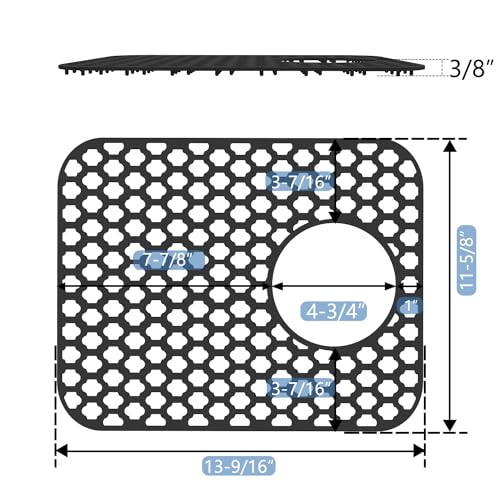 2 Pack Silicone Sink Protector Mat for Kitchen Sink Rear Drian Black | 13-9/16" x 11-5/8" Non-Slip Heat-resistant and Durable Silicone Grid