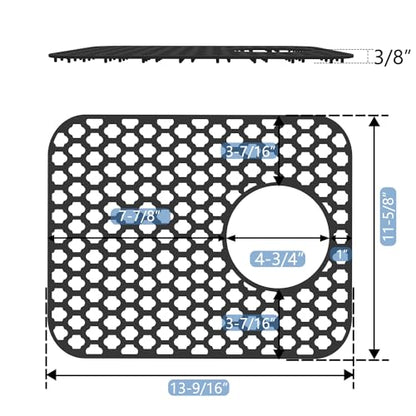 2 Pack Silicone Sink Protector Mat for Kitchen Sink Rear Drian Black | 13-9/16" x 11-5/8" Non-Slip Heat-resistant and Durable Silicone Grid