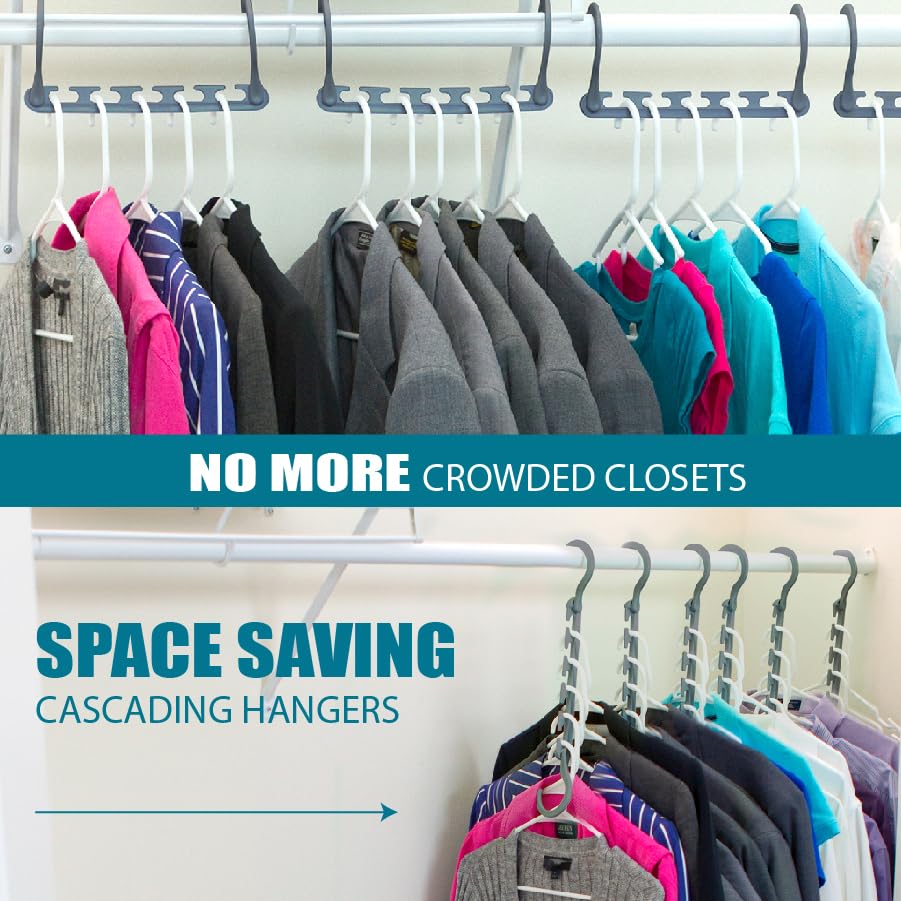 Max 20-Pack Space Saving Cascading Hangers, Classic Grey Hook