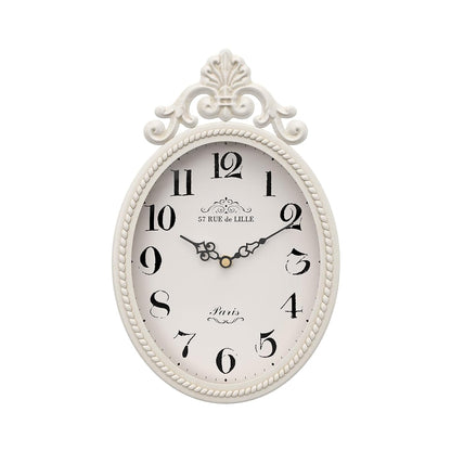 Abdurey Small French Retro Decor Wall Clock, Ivory White Vintage Oval Style | Silent Battery Operated Boho Decorative Wall Clocks for Farmhouse,Kitchen,Bedroom,Bathroom(10.4"H x 6.7"W)