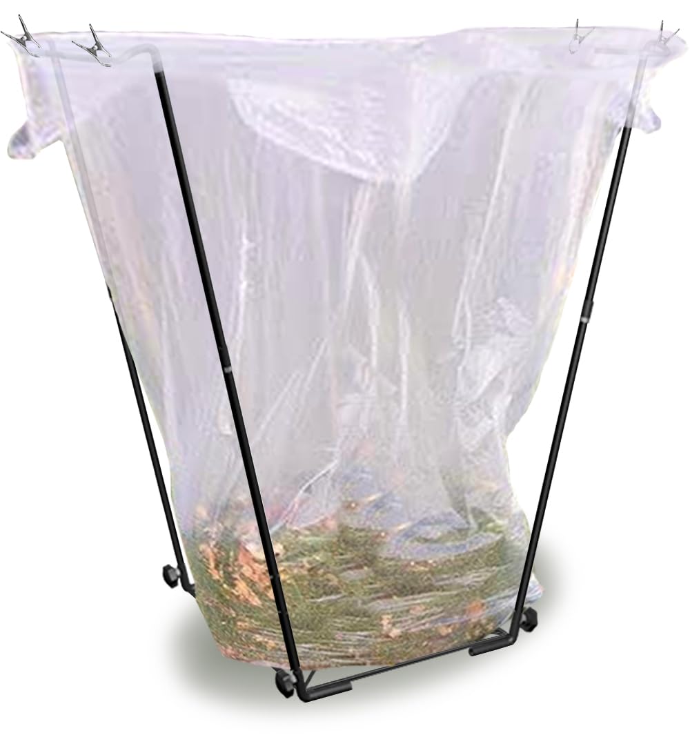 Artigarden Garden Trash Bag Holder - Outdoor Leaf Bag Support Stand Multi-Use Metal Garbage Bag Holder Frame Holds 30-45 Gallons Bag for Camping Leaves Gardening Parties Yard Weeding (Black)