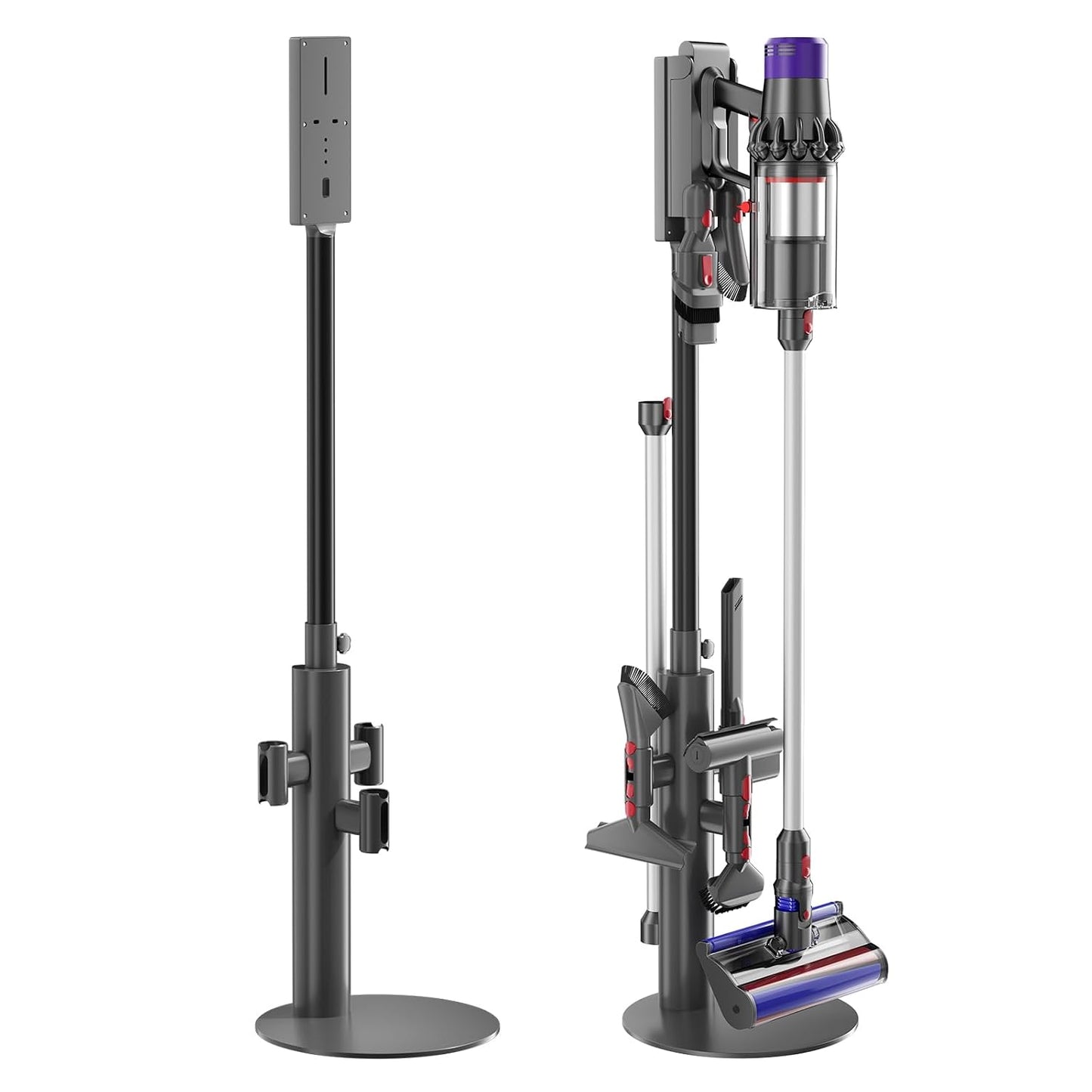 Nukisa Vacuum Stand Compatible with Dyson V15 V12 V11 V10 V8 V7, Metal Storage Holder for Cordless Vacuum & Accessories, The Vacuum Attachment Holder is Retractable Hanging Standing Dock Accessorise