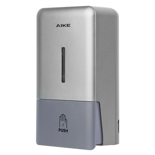 AIKE Liquid Commercial Soap Dispenser,27oz for Bathroom Sleek Silver,AK1006 | No-Drill and Screw Dual Wall Mount Install Design for Space-Saving,Easy Push Easy Refill and Large Capacity for Commercial