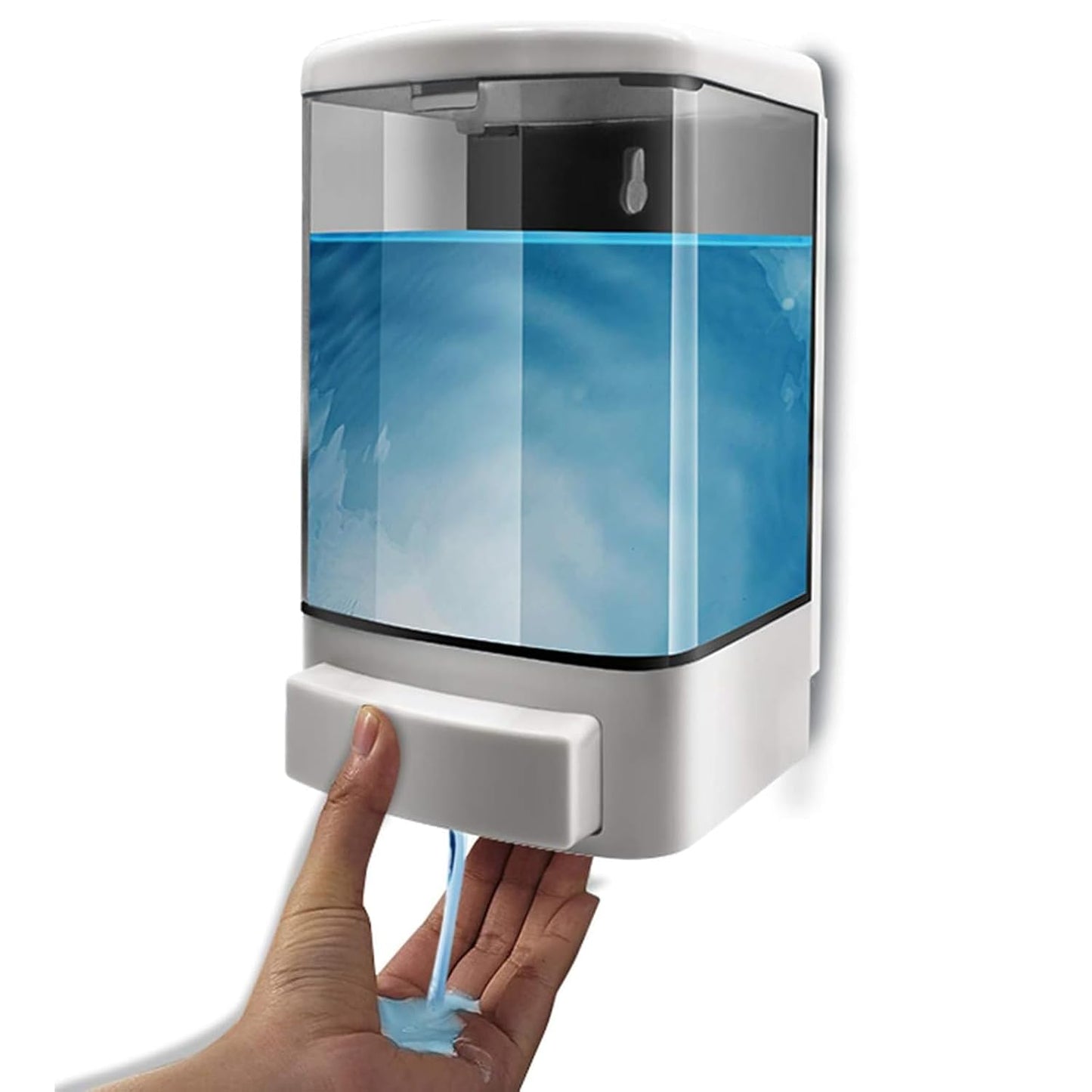 Soap Dispenser Wall Mount, 33.8oz/1000ml Commercial Manual Soap Dispenser Wall Mounted for Bathroom Kitchen Hotel, Liquid Containers Shampoo Plastic | Shower Room Dispenser Soap Pump, Visual Window, Easy Soap Replacement