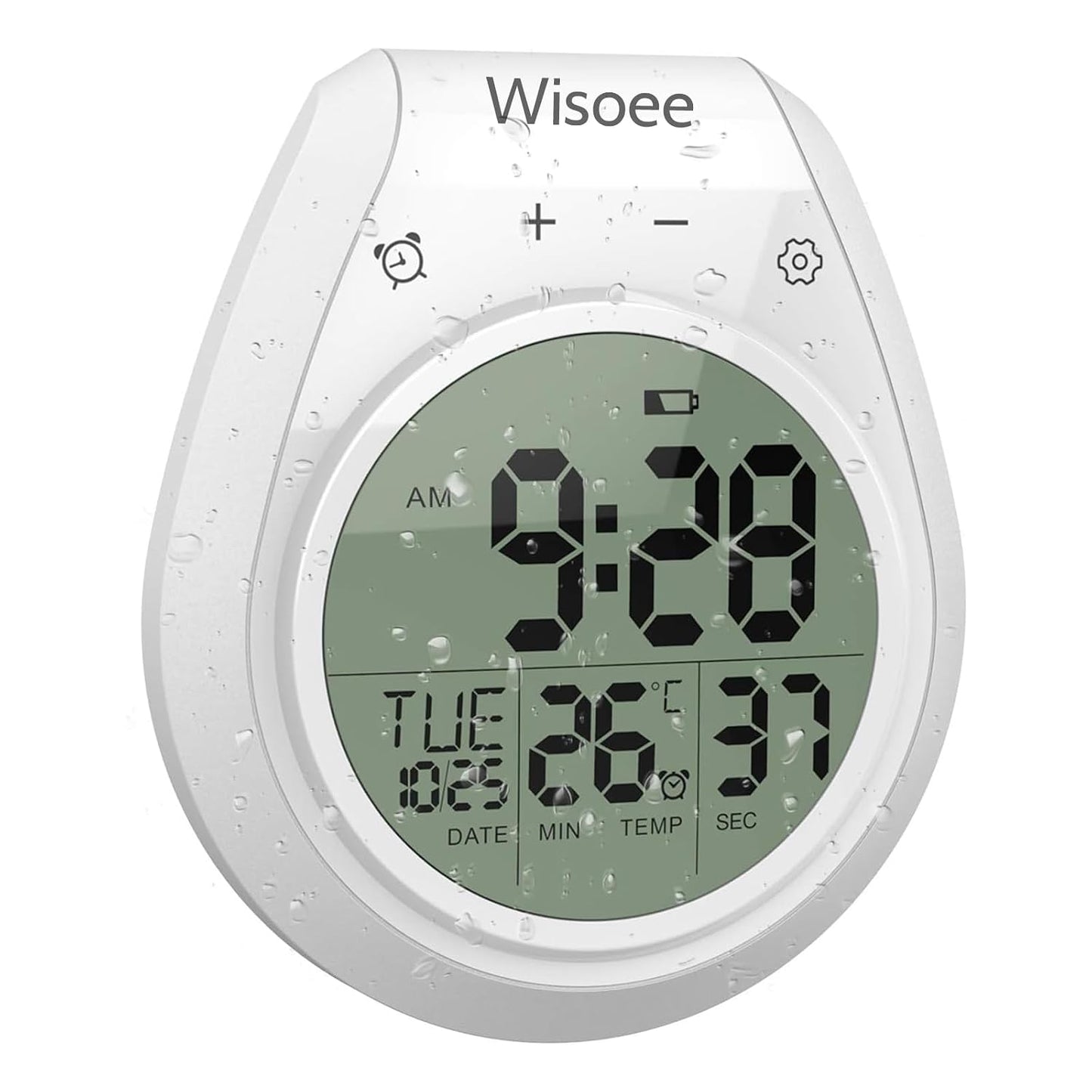 Shower Clock Waterproof Bathroom Timer, Kitchen Wall Clock with Countdown, Temperature, Suction Cup, Battery Operated Digital Clock for Bath, Cook