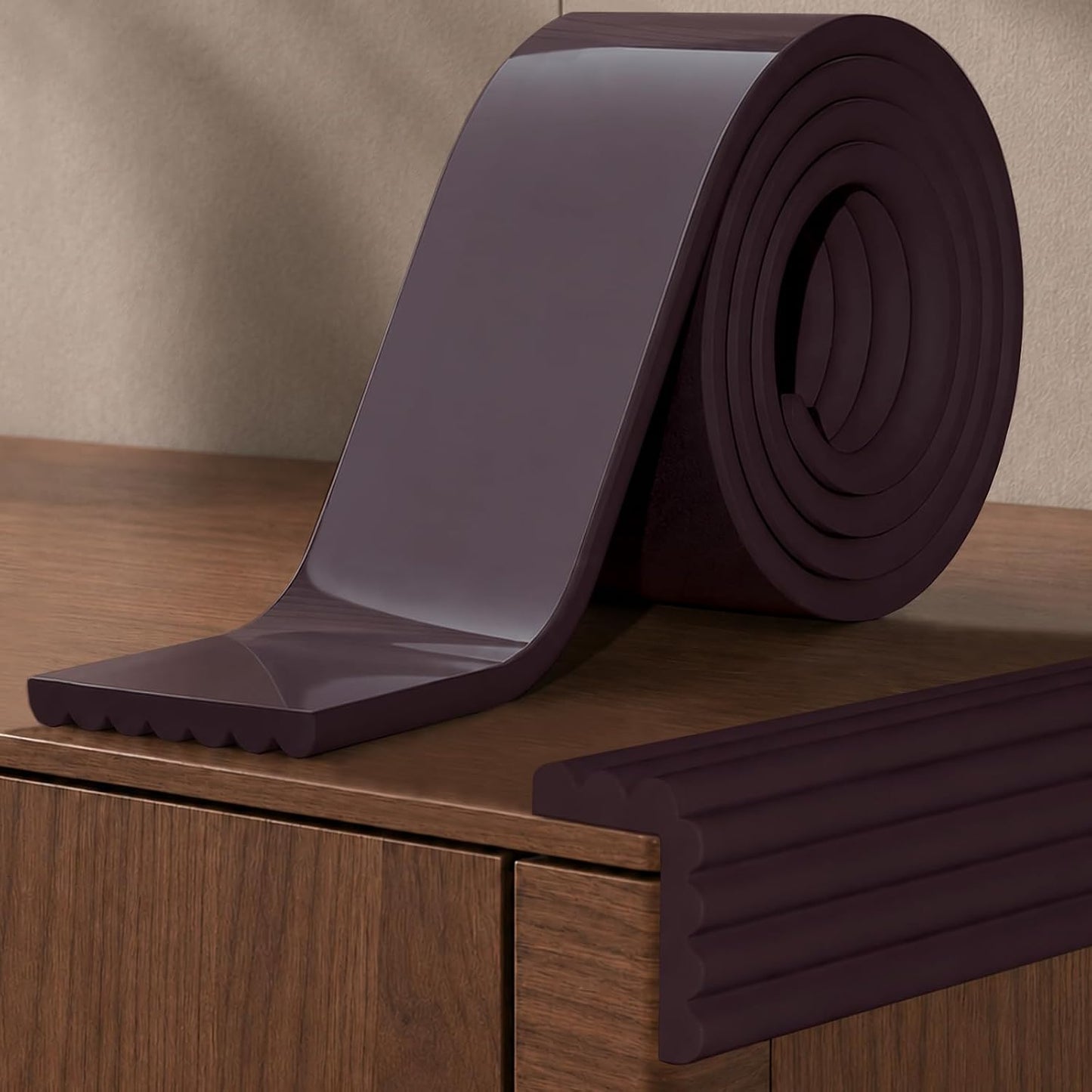 3.14in x 16.4ft Baby Proofing Corner & Edge Protector,Soft Foam Heavy-Duty Bumper with Strong Adhesive,Safety Guard for Furniture,Fireplace,Table,Desk and Cabinet(Brown)