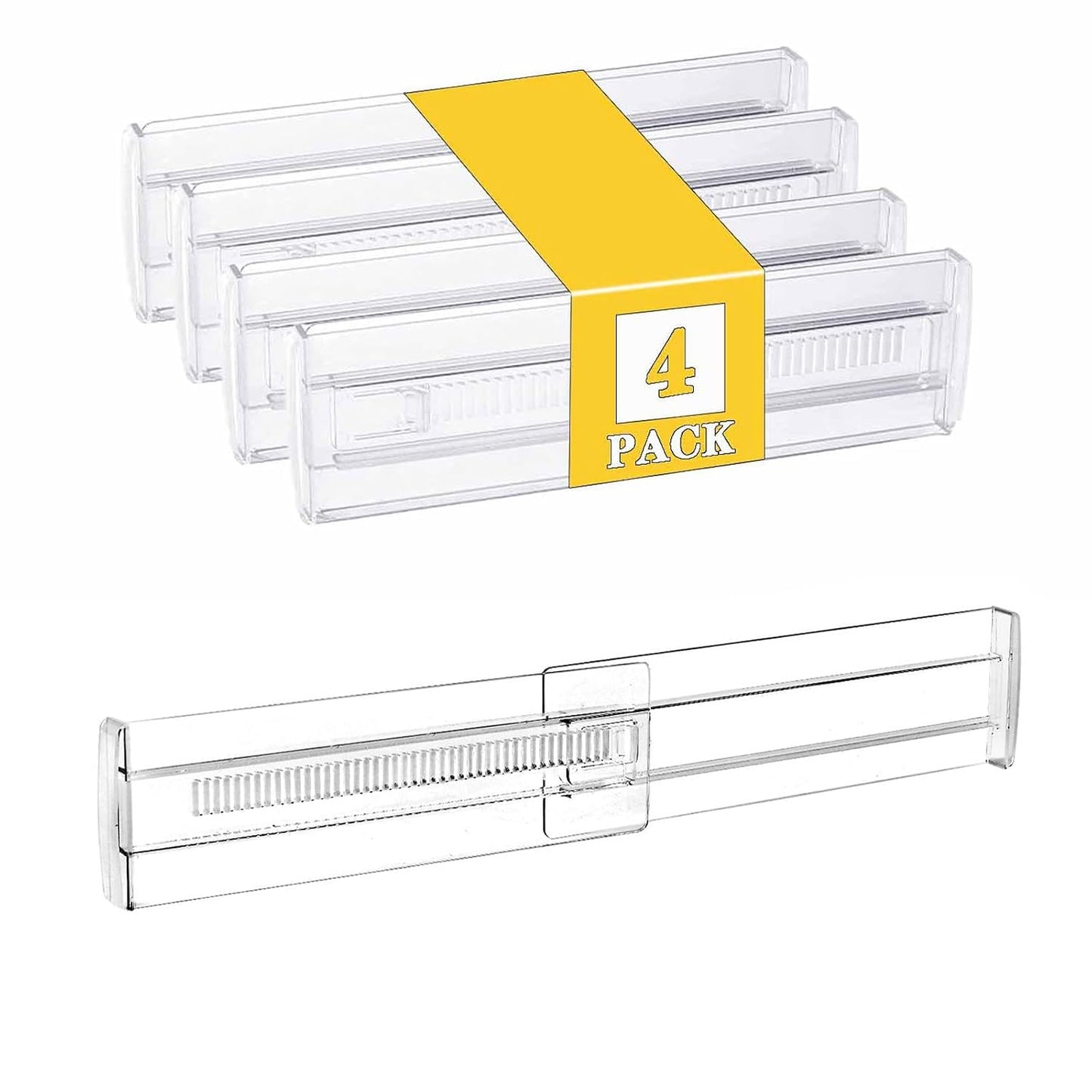 4 Pcs Drawer Dividers for Clothes,3.15" High 11.34"-19.69" clear | Adjustable Expandable Dresser Drawer Organizer, Clear Plastic Separators for Dresser, Baby Clothing