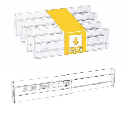 4 Pcs Drawer Dividers for Clothes,3.15" High 11.34"-19.69" clear | Adjustable Expandable Dresser Drawer Organizer, Clear Plastic Separators for Dresser, Baby Clothing