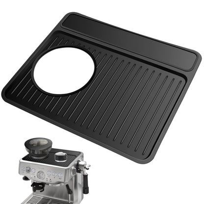 Tamping Mat for Breville 870/880, Espresso Tamper Mat, Food Grade Silicone Non-Slip, 11in x 9.25in, Waterproof Heat Resistant, Espresso Tamping Station for Espresso Machine Barista Accessories (Black)