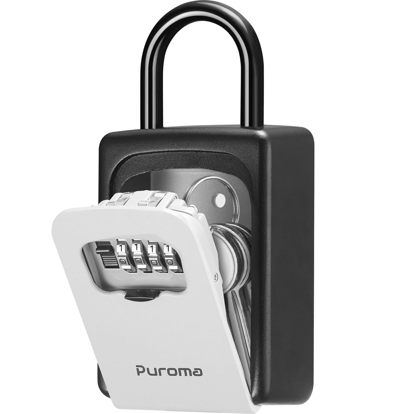 Puroma Key Lock Box Large with Code Lockbox Outdoor Wall Mount Safe 1 Gray | Resettable Combination, For Guest Realtor & House Outside, High-capacity, Hold 5 Keys, Portable, Doorknob, Weatherproof
