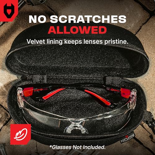NoCry Glasses Case Hard Shell with Velvet Lining, Reinforced Zipper & Belt Clip — Protective Sunglasses or Eyeglass Case for Sunglass or Safety Glasses, Perfect Storage for Travel — For Men and Women