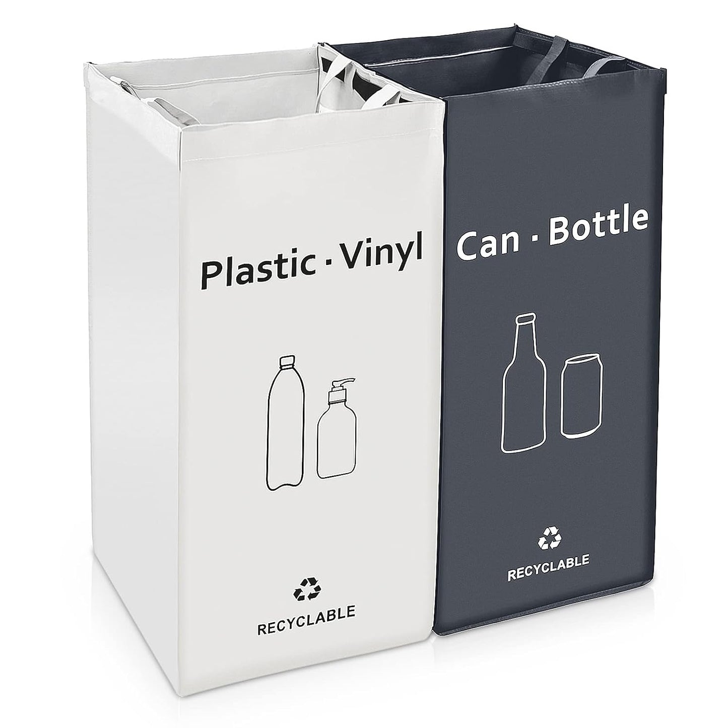 JIALAI HOME Recycling Bin, Separate Large Recycle Bins for Kitchen - Indoor Home Trash Bin, Recyclable Waste Trash Sorting Organizer, Durable, Washable, Affordable Recycle Bags, 2 Pack
