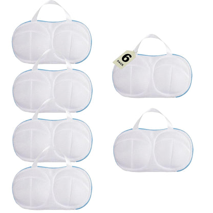 6 Pack Large Bra Washing Bags for Laundry, Bra Protector, Fits A-DDD Cups | Lingerie Bag for Washing Delicates Brassiere, Concealed Zipper, Women’s Bra Washer Protector for Home and Travel Use