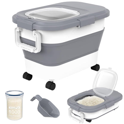 HOYTAMDA 20-30Lbs Collapsible Rice Container,Food Storage Containers Wheels