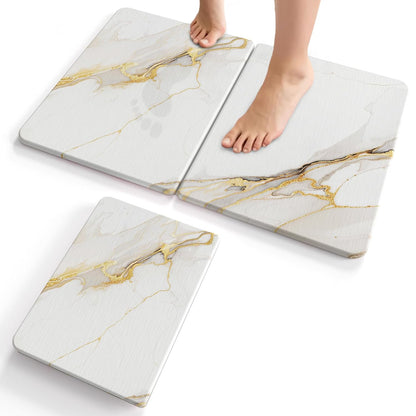 Foldable Stone Bath Mat - 24"x16" Fast-Drying Diatomaceous Earth Stone Shower Mat for Bathroom & Kitchen - Absorbent Non-Slip Diatomite Floor Mat - Eco-Friendly, Easy-Store Minimalist Home Decor