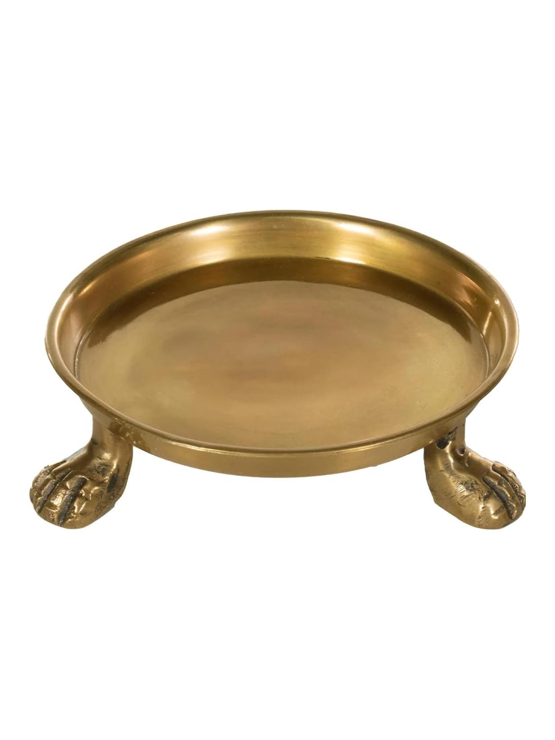 Round Clawfoot Dish Small Gold Candle and Jewelry Display Tray | Perfume, Cosmetics, Coffee Table, Vanity, Ring Holder, Key Catchall, Entryway, Bedroom, Bathroom and Home Decor Accent