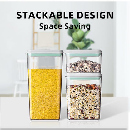 Airtight Food Storage Container Sets with Lids 6Pcs Pop Containers for Kitchen Pantry Organization BPA-Free Stackable Kitchen Storage Containers for Cereal Flour Sugar (0.5, 1.2, 1.8qt)*2