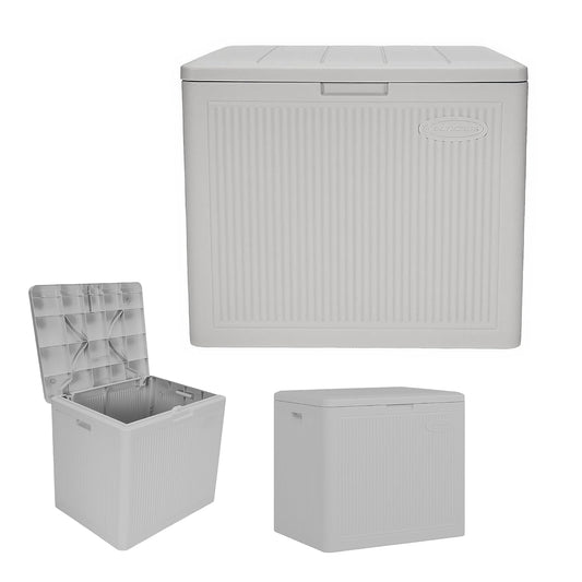 22 Gal, Small Outdoor Storage Deck Box, Resin Reed... (Off-White | Resin)