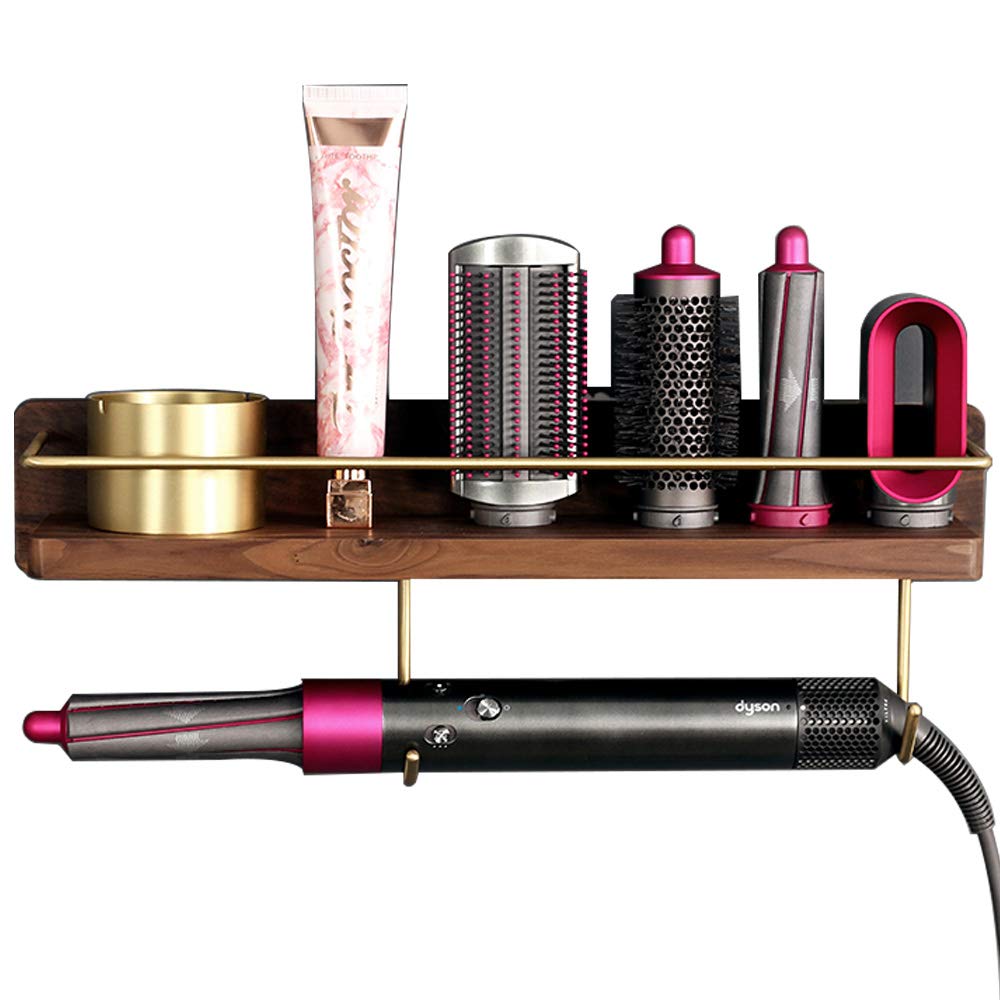 Wall Mounted Holder for Dyson Airwrap Styler Hair... (Brown | Metal, Wood)