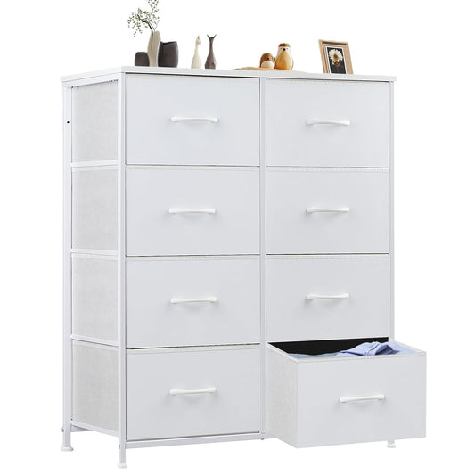 Dresser for Bedroom, Chest Organizer Unit with 8 F... (White | Metal)