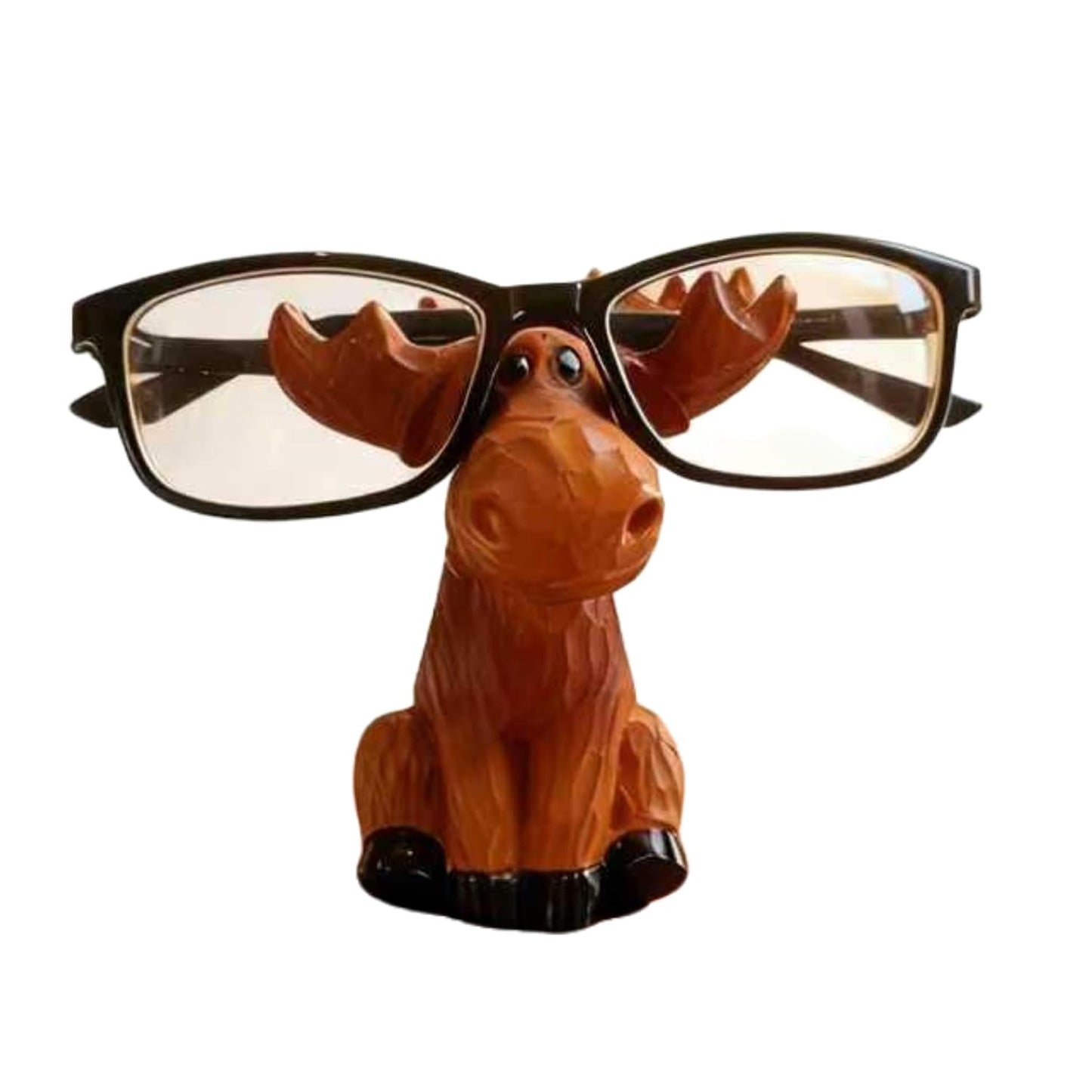 Moose Decor Family Figurine, Moose Eyeglass Holder Stand | Resin Sculptures For Entryway Home Office, Cute Phone Stand For Desk