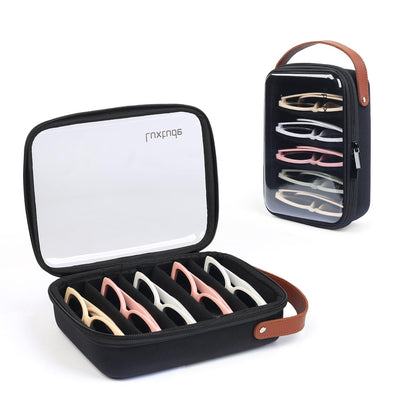 Travel Sunglasses Organizer Case, Clear Sunglasses Travel Case | Glasses Case Multiple Pairs with Adjustable Slots, Hard Shell Sunglass Storage Organizer for Women Men/Camping/Beach etc.