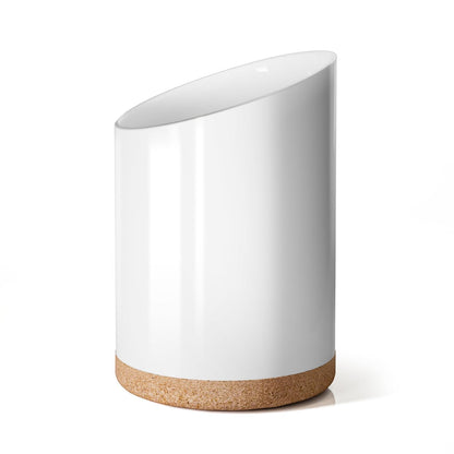 KITEISCAT Large Ceramic Utensil Holder for Kitchen Counter, Modern Crock with Slanted Top & Cork Mat, for Spatulas & Cooking Spoons, White