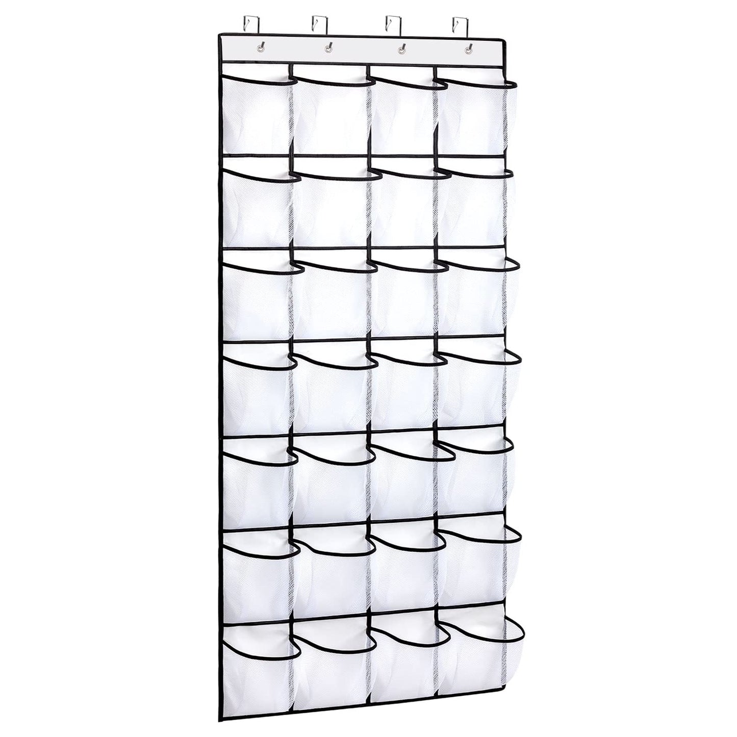 REGELETO 28 Large Pocket Over the Door Shoe Organzier, Hanging Shoe Rack for Door Large Capacity Shoe Organizer Holder with 4 Metal Hooks.