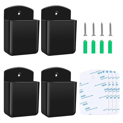 4 PCS Remote Control Holders Wall Mount, Self Adhesive TV Air Conditioner Remote Control Holder, Wall Mount Storage Box Organizer Wall Pen Holder Storage for Home Office School (Black, 4)