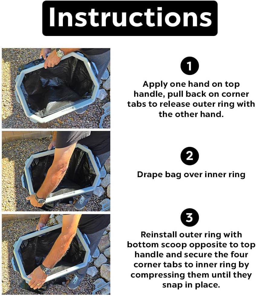 Medium SnapRing Trash Bag Holder | Portable Garbage Opener Frame for 5–30 Gallon Grocery Recycling Bags, Indoor Cleanup Organizer