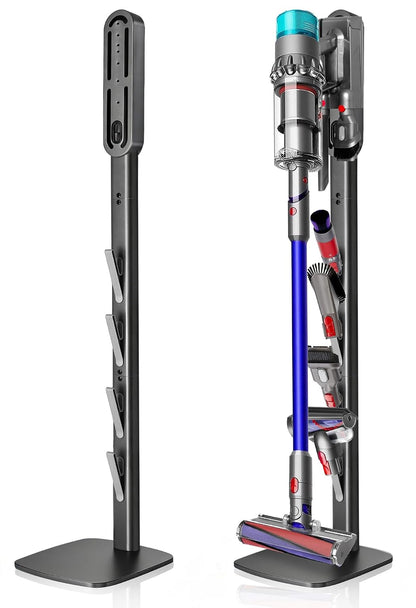 Vacuum Stand for Dyson Gen5 V16 V15 V12 V11 V10 V8 V7 V6 | Dyson Exclusive, No Drilling, Metal Construction, 4 Hooks, Hidden Cord Design, Vacuum Accessory Organization, Dark Gray