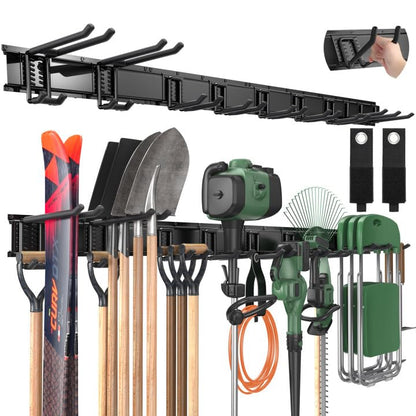 LBT 66" Garage Tool Organizer Wall Mount - 720lbs Garden Tool Organizer | Anti-Rust, Adjustable Hooks, Sheds Garden Tool Organizer Black, Gifts For Men Dad Husband