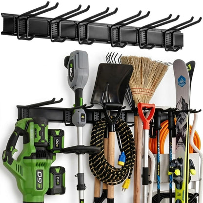 Aking Ace Garage Tool Organizer Wall Mount, 48-Inch Heavy Duty Garden Tool Rack for Shed, Holds 350lbs, Adjustable Storage Hanger for Shovel, Rake, and Power Tools