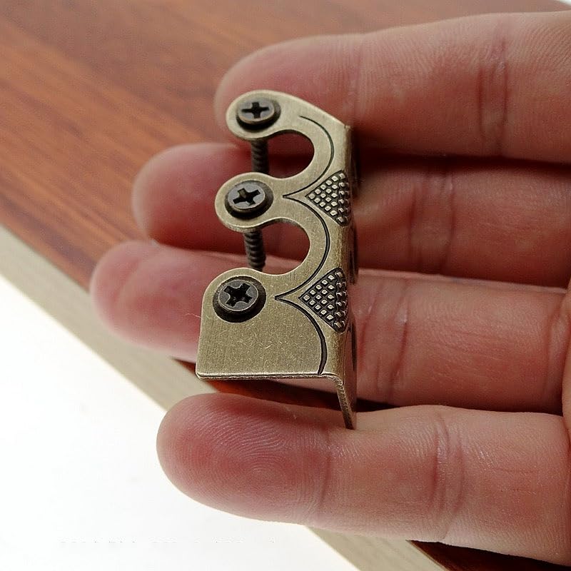 Skirting Board Corner Protectors Solid Brass Baseboard Corner Protectors, Vintage Metal Corner Protector Table Corner Perimeter Cover Safety Bracket with Screws (Bronze*10Pcs)