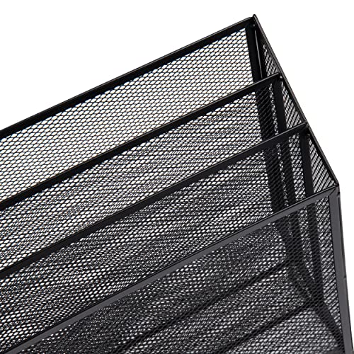 Mind Reader Vertical File Storage, Desktop Organizer, Workspace, Office, Metal Mesh, 12.5"L x 3.75"W x 11.5"H, Black