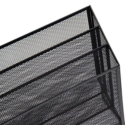 Mind Reader Vertical File Storage, Desktop Organizer, Workspace, Office, Metal Mesh, 12.5"L x 3.75"W x 11.5"H, Black