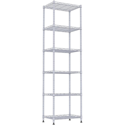 REGILLER 6 Wire Shelving Steel Storage Rack Adjustable Unit Shelves for Laundry Bathroom Kitchen Pantry Closet(Silver, 11.7" D x 16.8" W x 63" H)