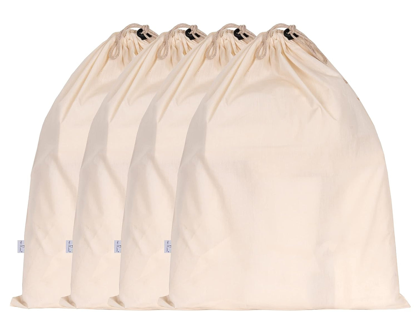 HB 4-Pack Cotton Large Drawstring Pouches 19" x 24" Dust-Proof Bags Cover | Grocery Home Storage Luggage Organizer Muslin Storage for Shoes, Handbags, Backpacks