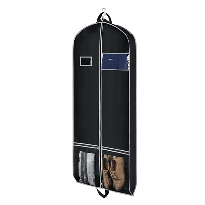 Zilink Long Dress Garment Bags for Travel Dress Suit Cover for Storage 60in | Large Pockets, Carry Handles, Card Holder, Gusseted, Breathable, Suit Bag for Travel for Suit Coat Dress, Black