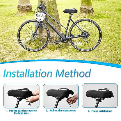 YLG Bike Seat Cover, Memory Foam & Gel Bike Seat Cushion Cover for Men Women, Comfortable Bicycle Seat Cover for Peloton/Fixed/Cruiser/Indoor/Outdoor Bike seat with Waterproof Cover