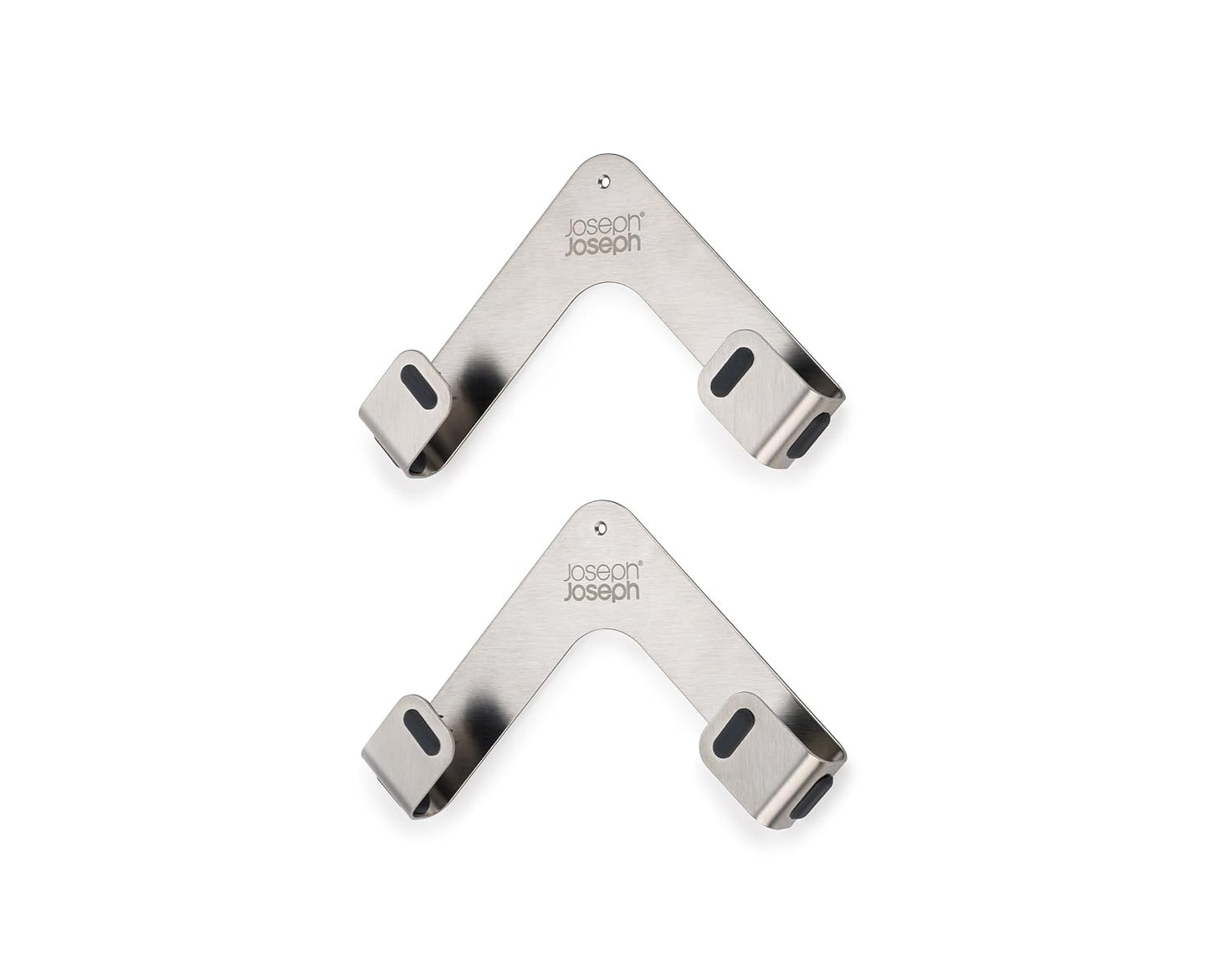 Joseph Joseph Space Set of 2 Pot and Pan Lid Holders Self Adhesive Wall Mount Storage Organizer, Suitable for Lids up to 11 in, 3M VHB Tape and Screws Included, Stainless Steel