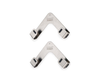 Joseph Joseph Space Set of 2 Pot and Pan Lid Holders Self Adhesive Wall Mount Storage Organizer, Suitable for Lids up to 11 in, 3M VHB Tape and Screws Included, Stainless Steel