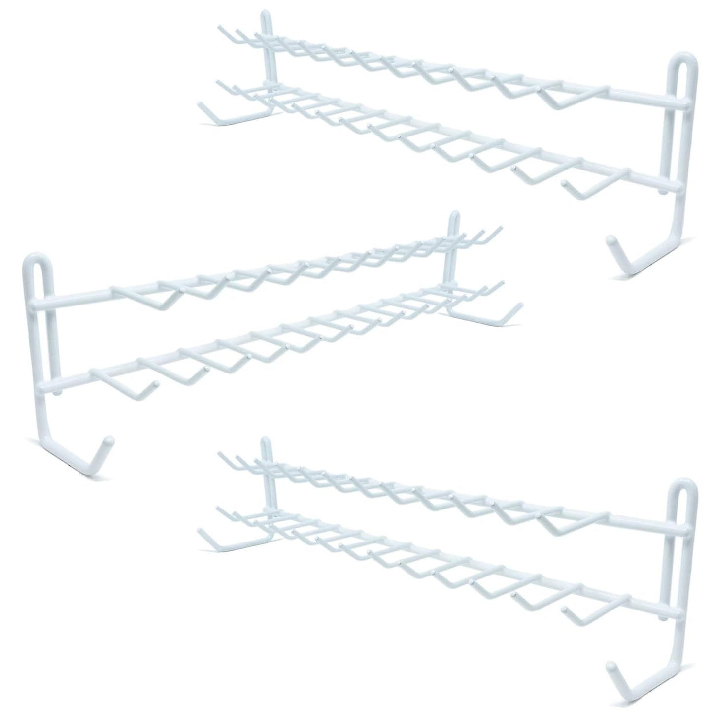 Huji Wall Mount Tie and Belt Rack Organizer, White (2 Pack)