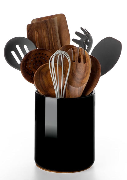 Utensil Holder, 6.4" Ceramic Kitchen Utensil Holde... (Black | Ceramic)