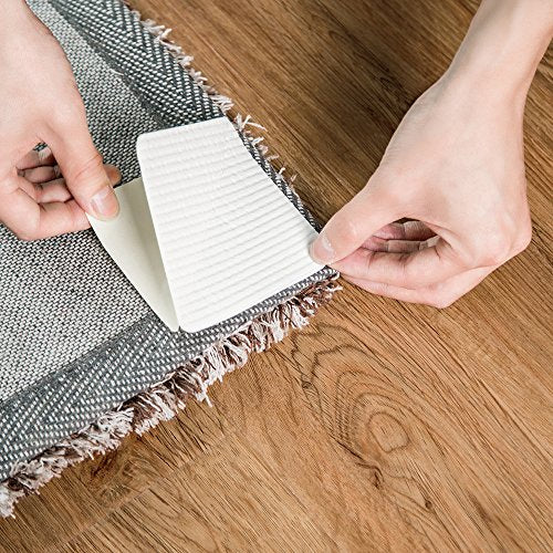 Home Techpro Rug Pads Grippers, 8 PCS Non Slip Washable Grippers, “Vacuum TECH” - New Materials to Anti Curling Rug Pad : Keep Your Rug in Place & Make Corner Flat and Easily Peel Off